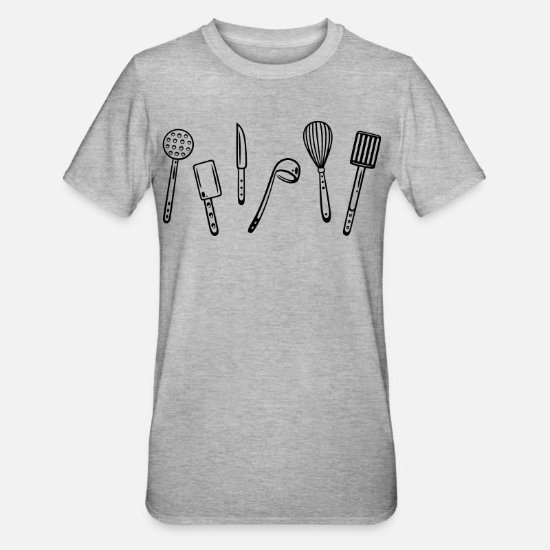 Les ustensiles de cuisine pour la cuisson. - T-shirt polycoton Unisexe - gris chiné