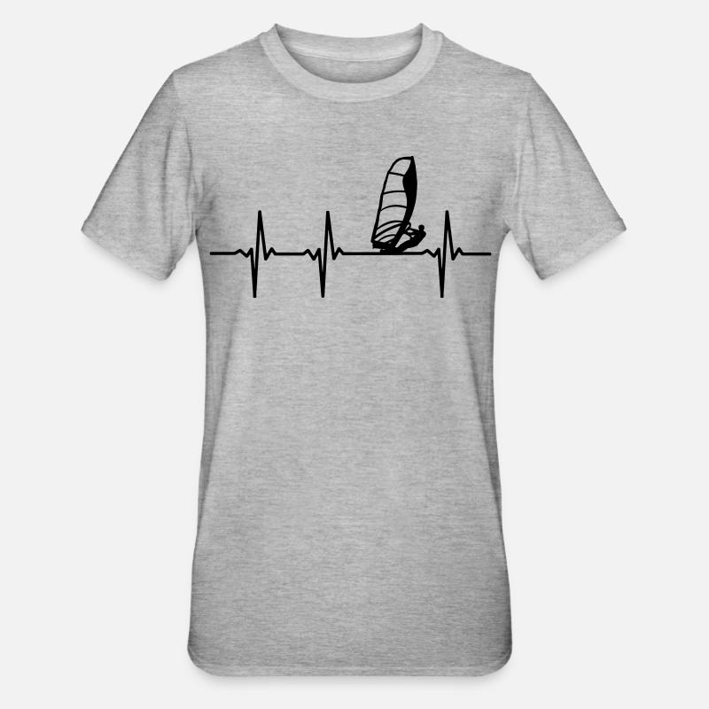 Windsurfer EKG - Unisex Polycotton T-Shirt - Grau meliert