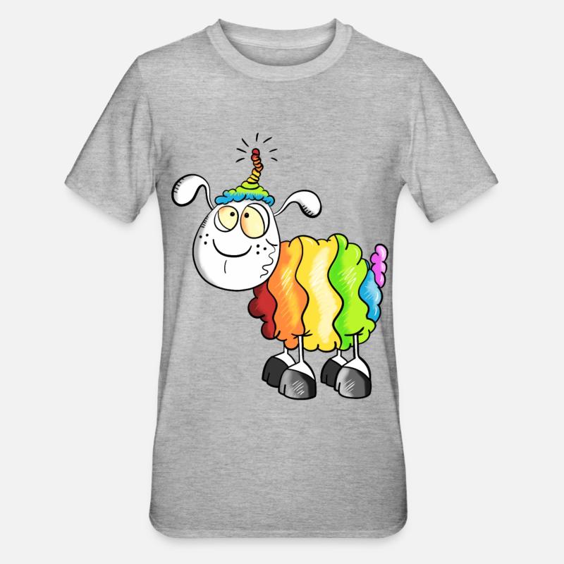 Rainbow Schaf - Unisex Polycotton T-Shirt - Grau meliert