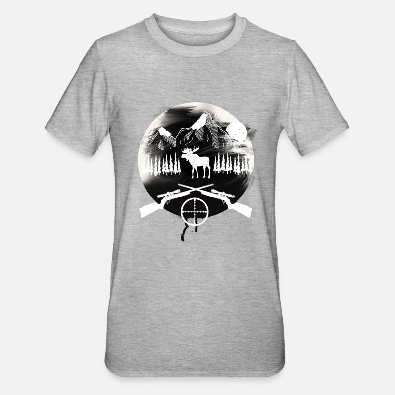 Jäger Jagen Elch - Unisex Polycotton T-Shirt - Grau meliert