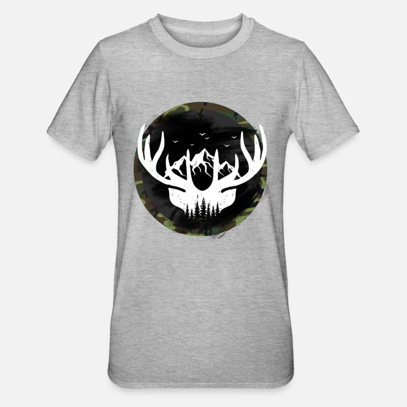 jäger jagen geweih - Unisex Polycotton T-Shirt - Grau meliert