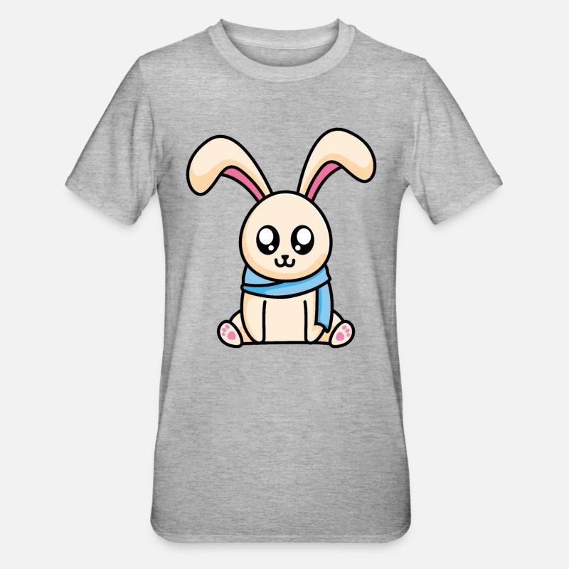 Lapin d'hiver - design - T-shirt polycoton Unisexe - gris chiné