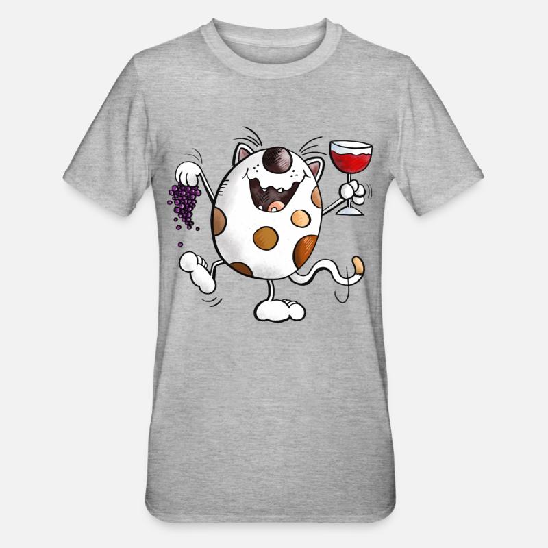 Mignon chat comique - T-shirt polycoton Unisexe - gris chiné