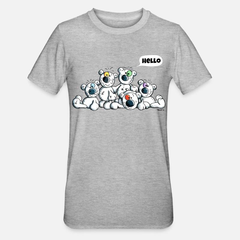 Hello Eisbären - Unisex Polycotton T-Shirt - Grau meliert