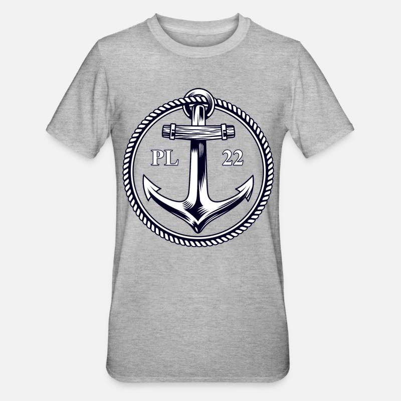 PL22 Ancre Marine - T-shirt polycoton Unisexe - gris chiné