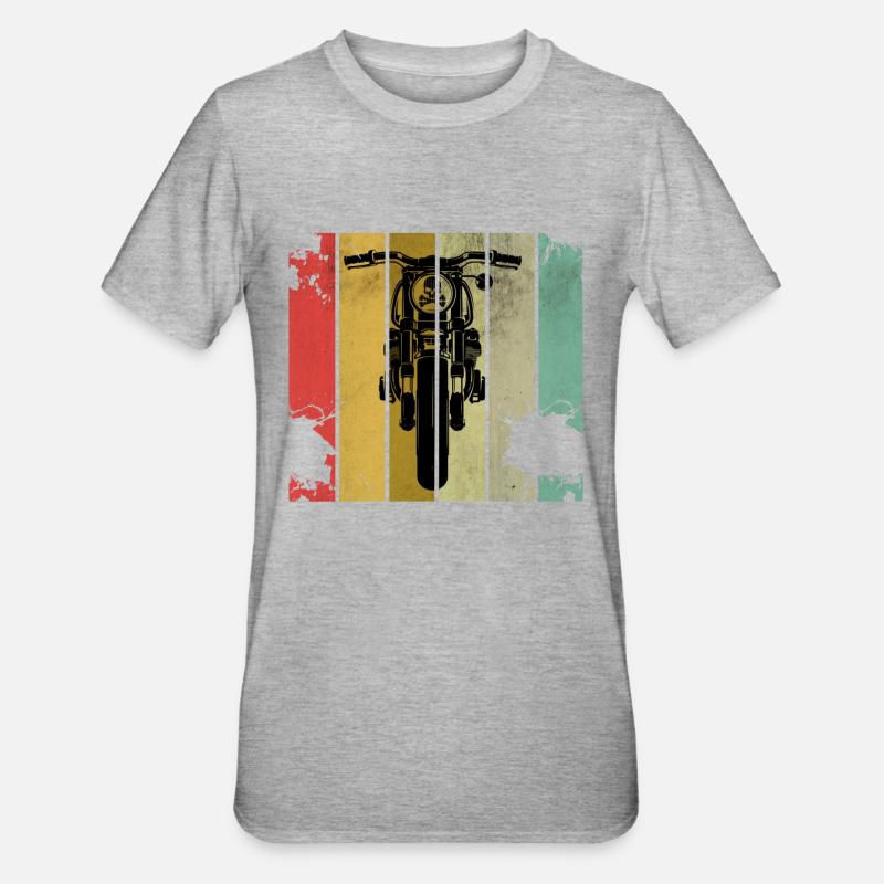 Motorrad Biker Retro - Unisex Polycotton T-Shirt - Grau meliert