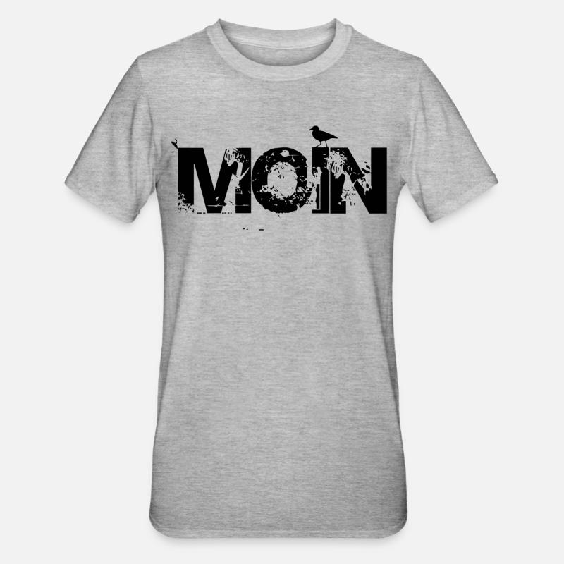 MOIN mit Möwe - Unisex Polycotton T-Shirt - Grau meliert