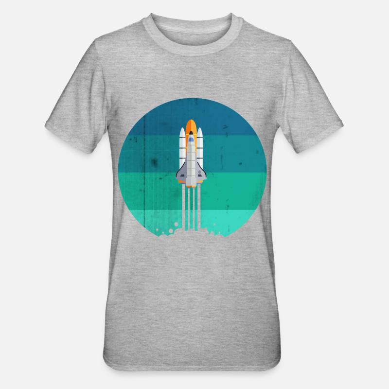 Lancement d'une fusée spatiale - T-shirt polycoton Unisexe - gris chiné