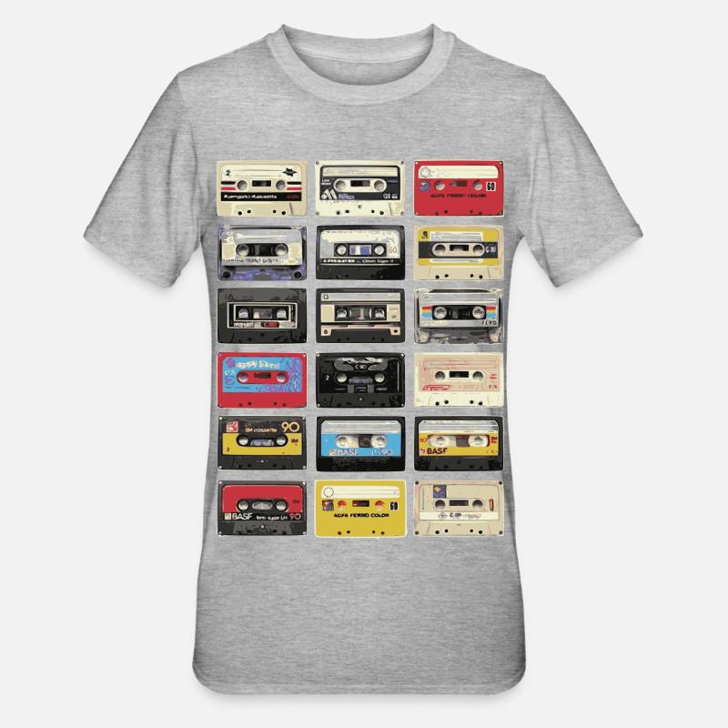 Retro-kasetit - Unisex polypuuvilla-t-paita - harmaasävyinen