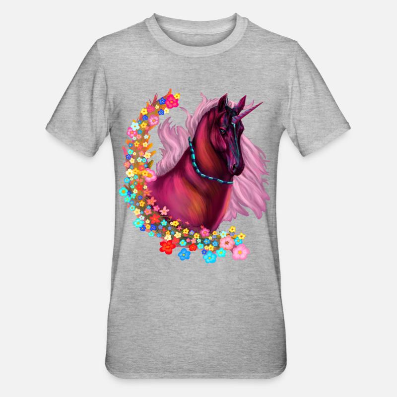 Rosa Einhorn - Unisex Polycotton T-Shirt - Grau meliert