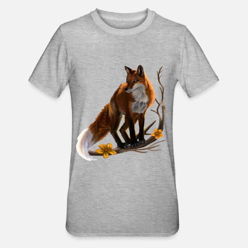 fox - Unisex Polycotton T-Shirt - heather grey