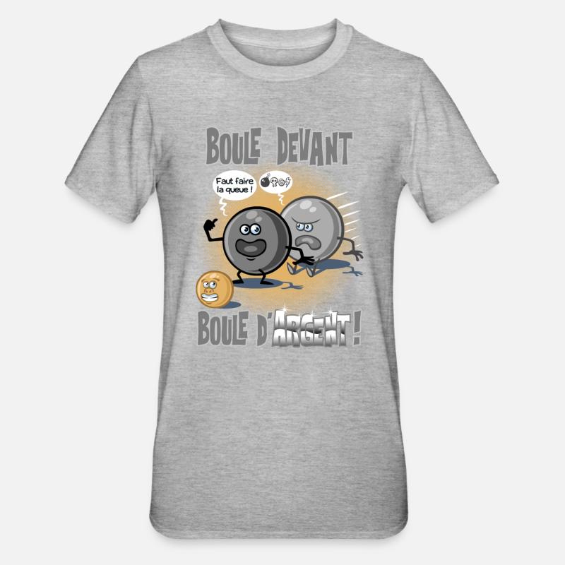 Boule devant boule d'argent - T-shirt polycoton Unisexe - gris chiné