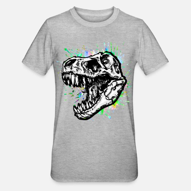 Dinosaurier / T-Rex / Trex / Geschenkidee - Unisex Polycotton T-Shirt - Grau meliert