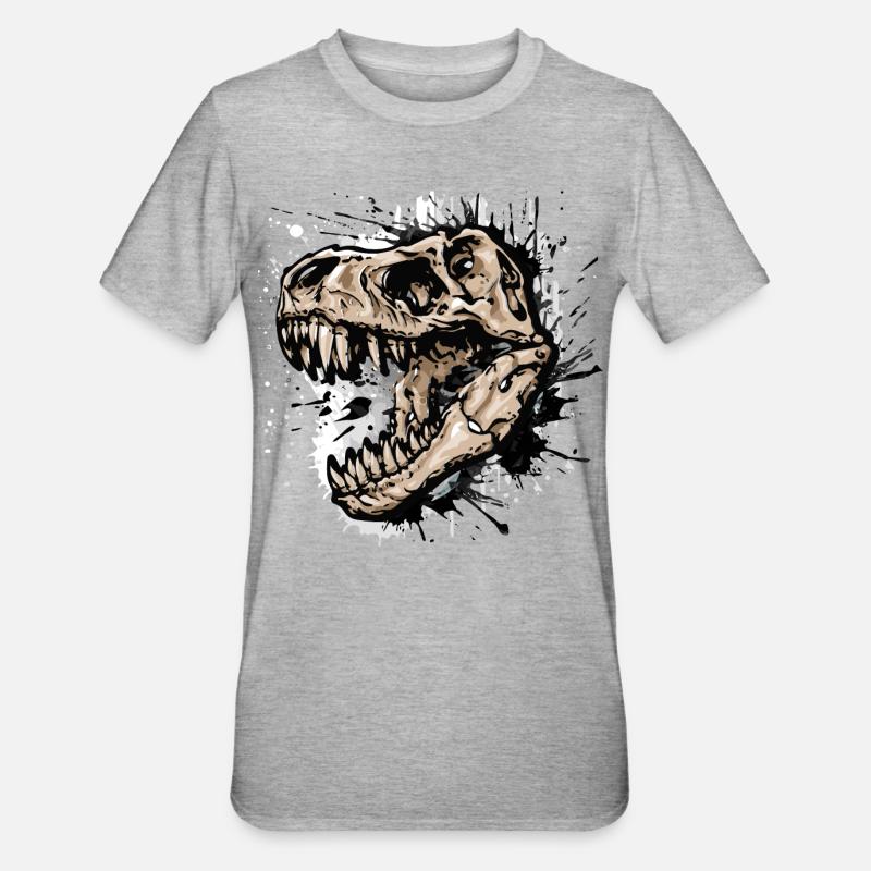 Trex / T-Rex Dinosaure - T-shirt polycoton Unisexe - gris chiné
