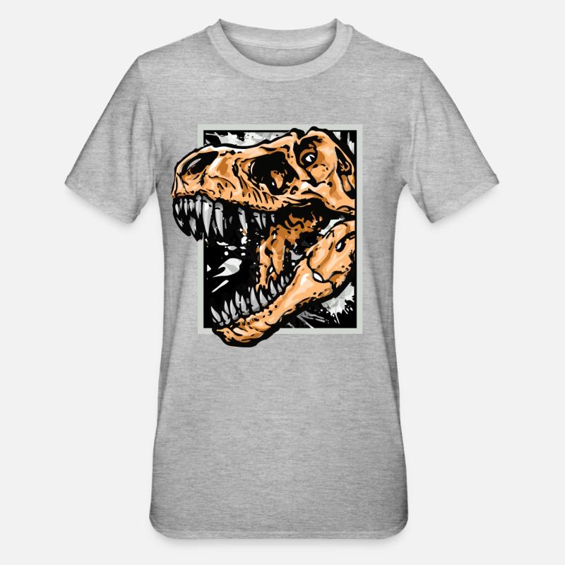 Dinosaurier / T-Rex / Trex / Geschenkidee - Unisex Polycotton T-Shirt - Grau meliert