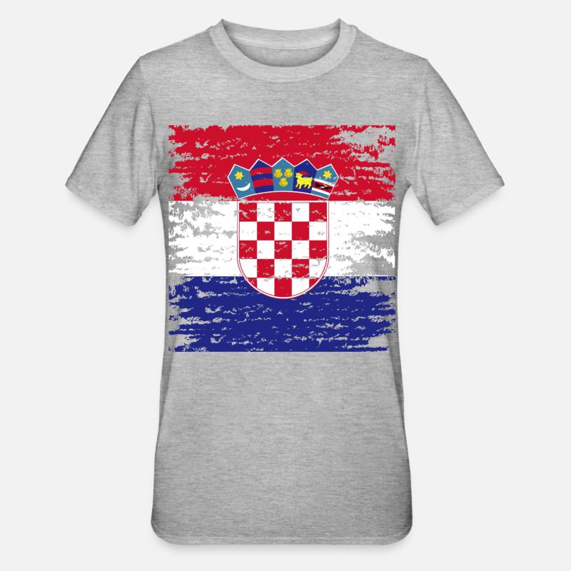 Drapeau Croate Authentique Écusson - T-shirt polycoton Unisexe - gris chiné
