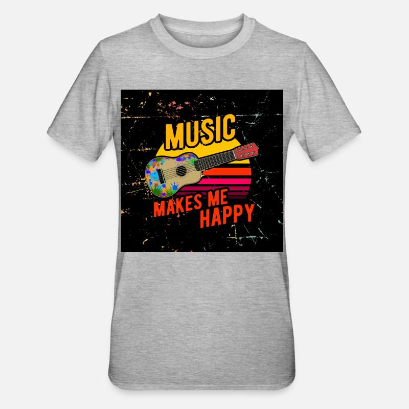 Ukulele Gesichtsmaske - Unisex Polycotton T-Shirt - Grau meliert