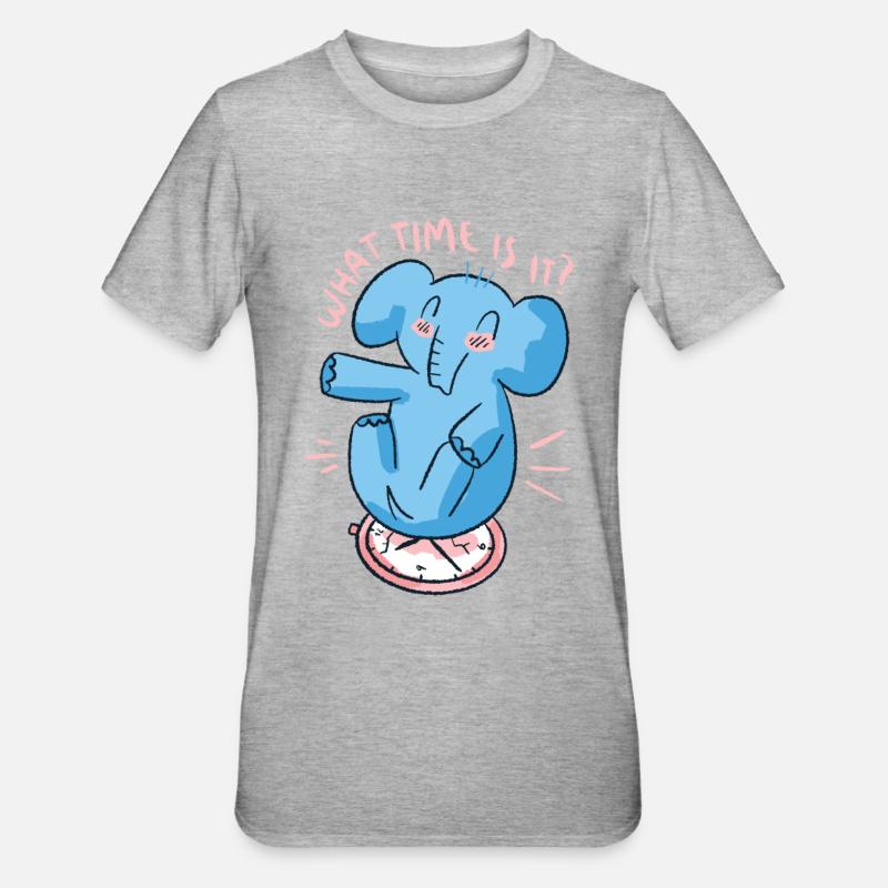 Elephant Clock - Unisex Polycotton T-Shirt - heather grey