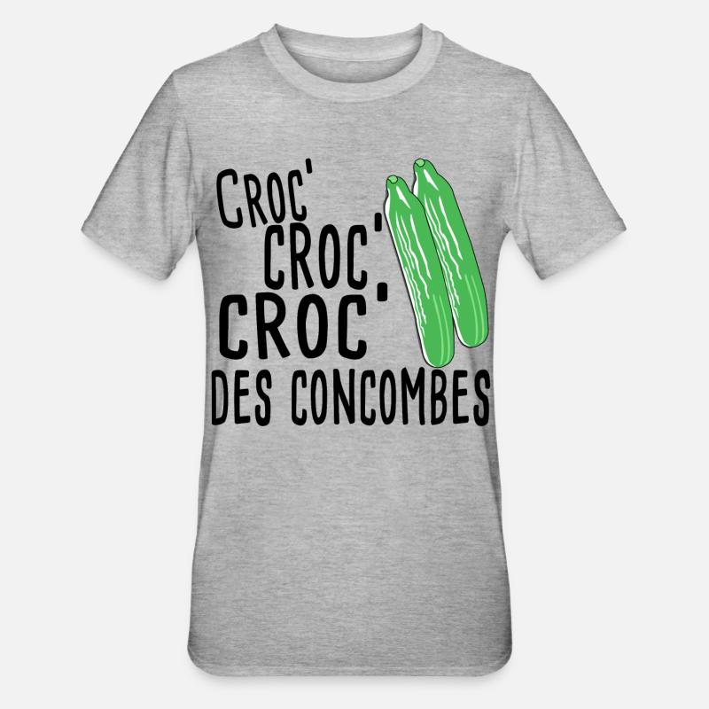 Concombres vert lime Minimaliste - T-shirt polycoton Unisexe - gris chiné