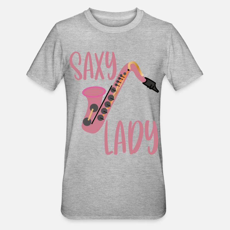 Saxophone Saxophoniste Saxophone Saxy Lady - T-shirt polycoton Unisexe - gris chiné