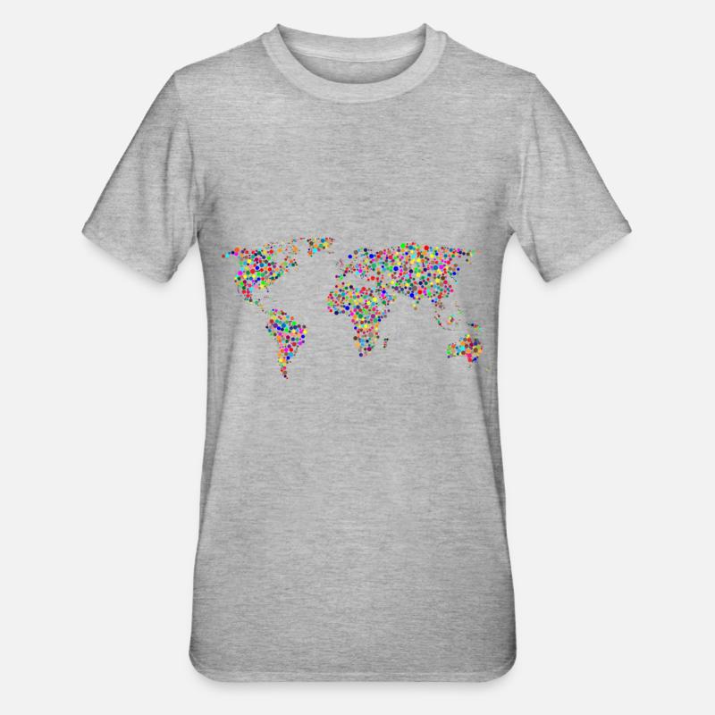 EARTH DOT: Points planisphere - Unisex Polycotton T-Shirt - heather grey