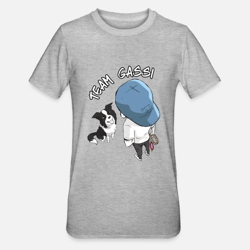 Team Gassi Cartoon Design - Unisex Polycotton T-Shirt - Grau meliert