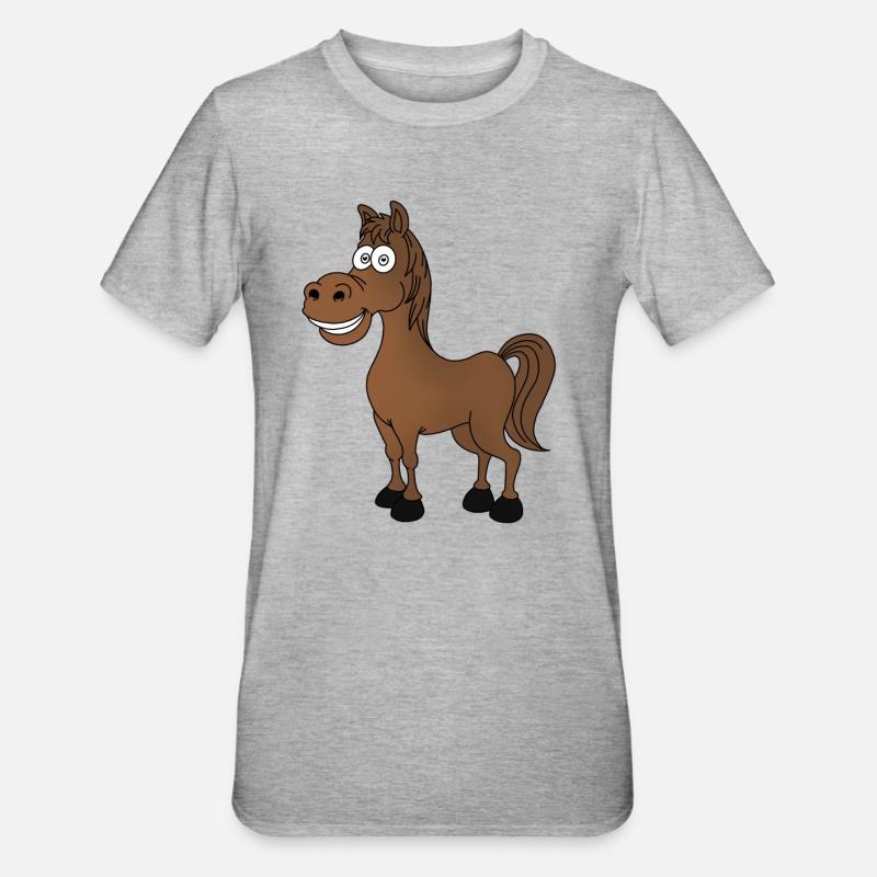 Lustiges Pferd - Unisex Polycotton T-Shirt - Grau meliert