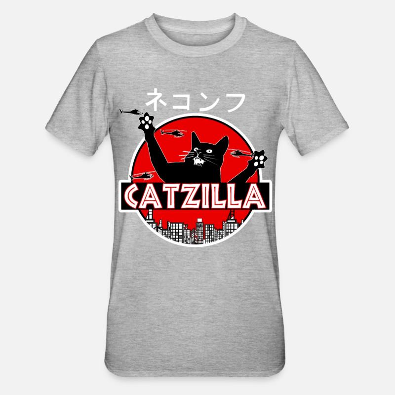 catzilla cat - Unisex Polycotton T-Shirt - heather grey