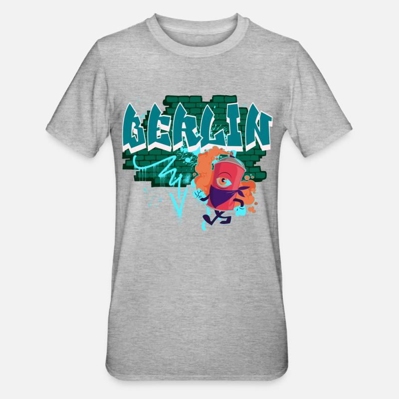 Graffiti de Berlin - T-shirt polycoton Unisexe - gris chiné