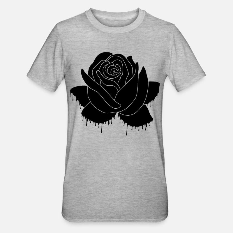 Graffiti d'une rose noire - T-shirt polycoton Unisexe - gris chiné