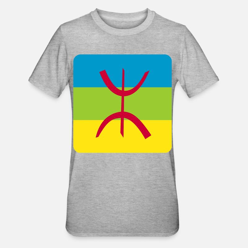 autocollant drapeau berbère réf amazigh - T-shirt polycoton Unisexe - gris chiné