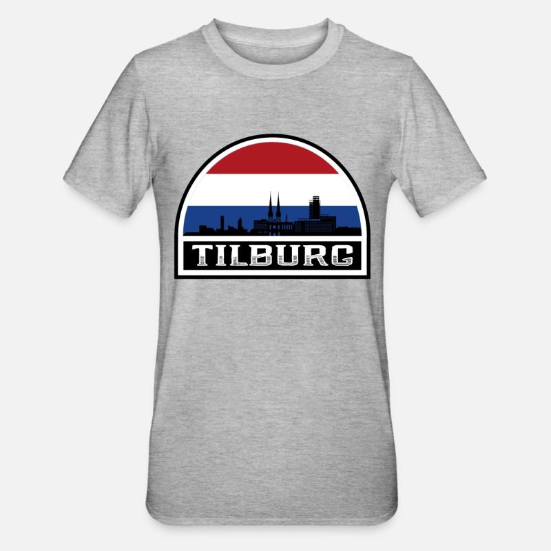 Tilburg Pays-Bas Skyline Silhouette Drapeau Néerlandais - T-shirt polycoton Unisexe - gris chiné