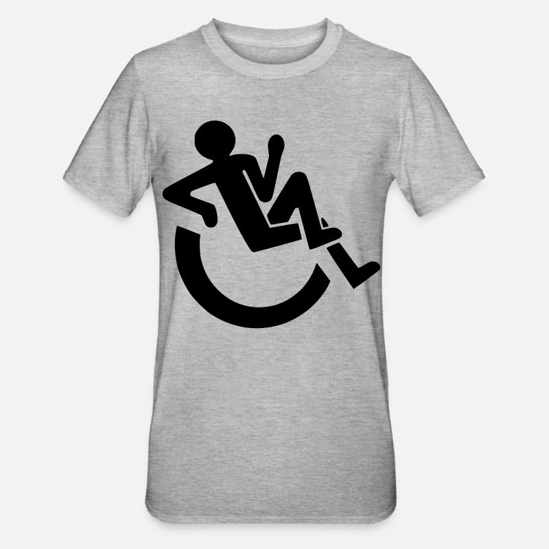 Entspannter Rollstuhlfahrer, Roller, Behinderter # - Unisex Polycotton T-Shirt - Grau meliert