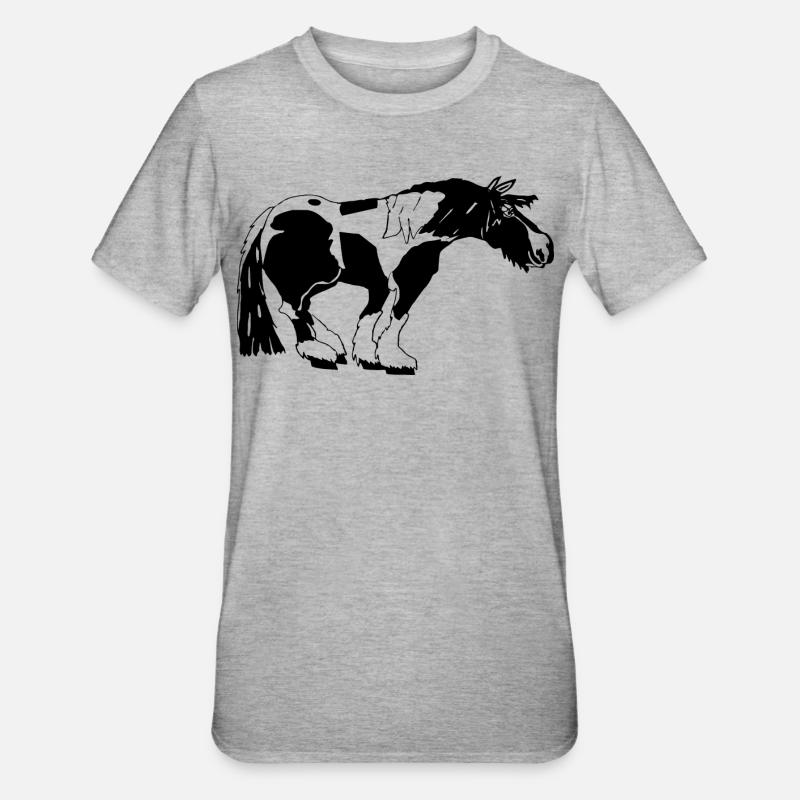 witziger Tinker , Tinker Schecke, Tinker reiten - Unisex Polycotton T-Shirt - Grau meliert