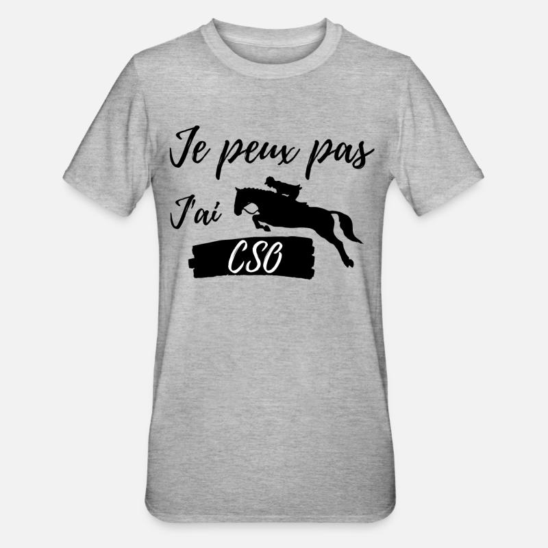 Je Peux pas J'ai CSO (cheval) - T-shirt polycoton Unisexe - gris chiné