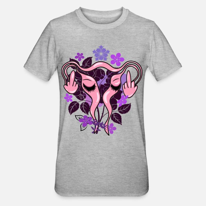 Blumen Uterus Pro-Choice Eierstöcke - Unisex Polycotton T-Shirt - Grau meliert