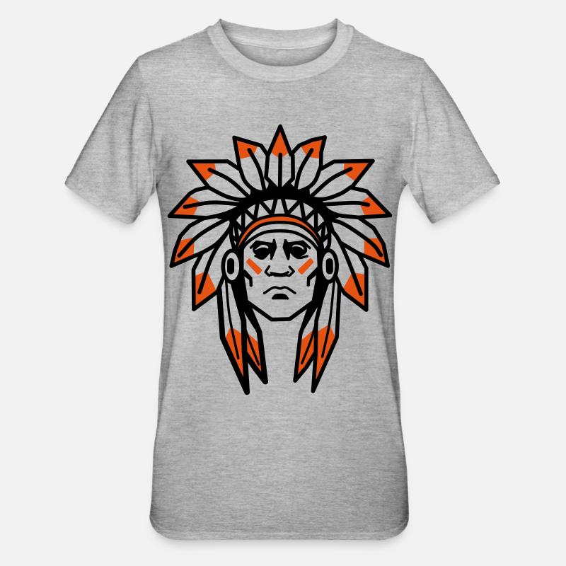 Native Americans Apache Native Chief - Unisex Polycotton T-Shirt - heather grey