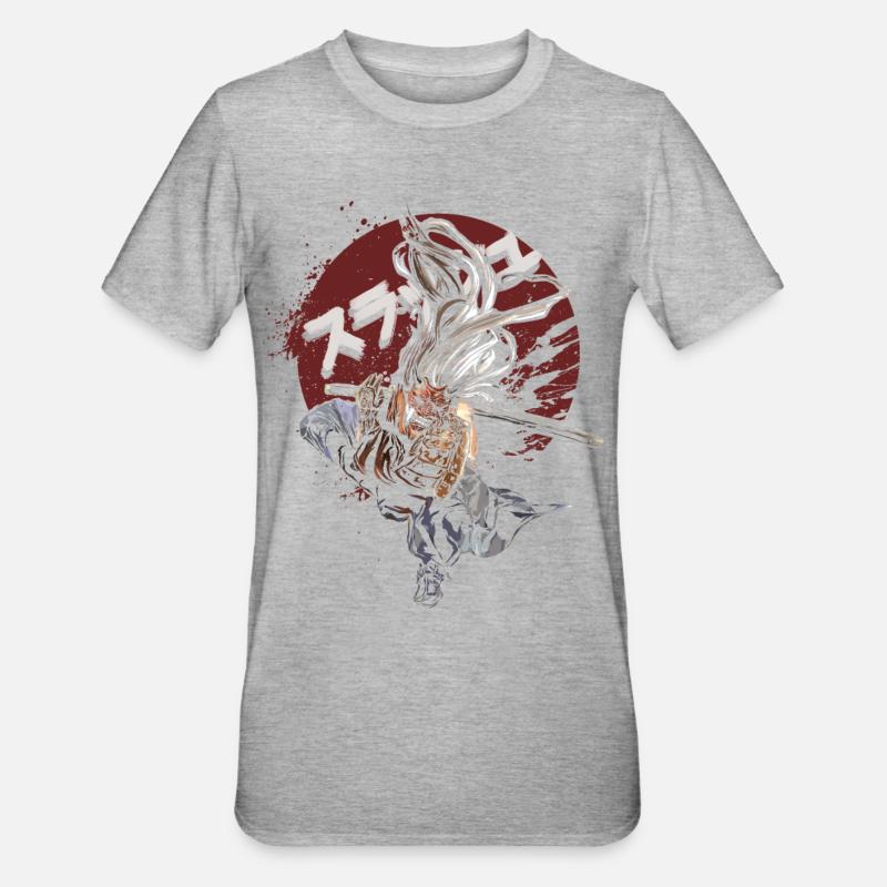 Samurai Katana Warrior – Rising Sun Anime - Unisex Polycotton T-Shirt - heather grey