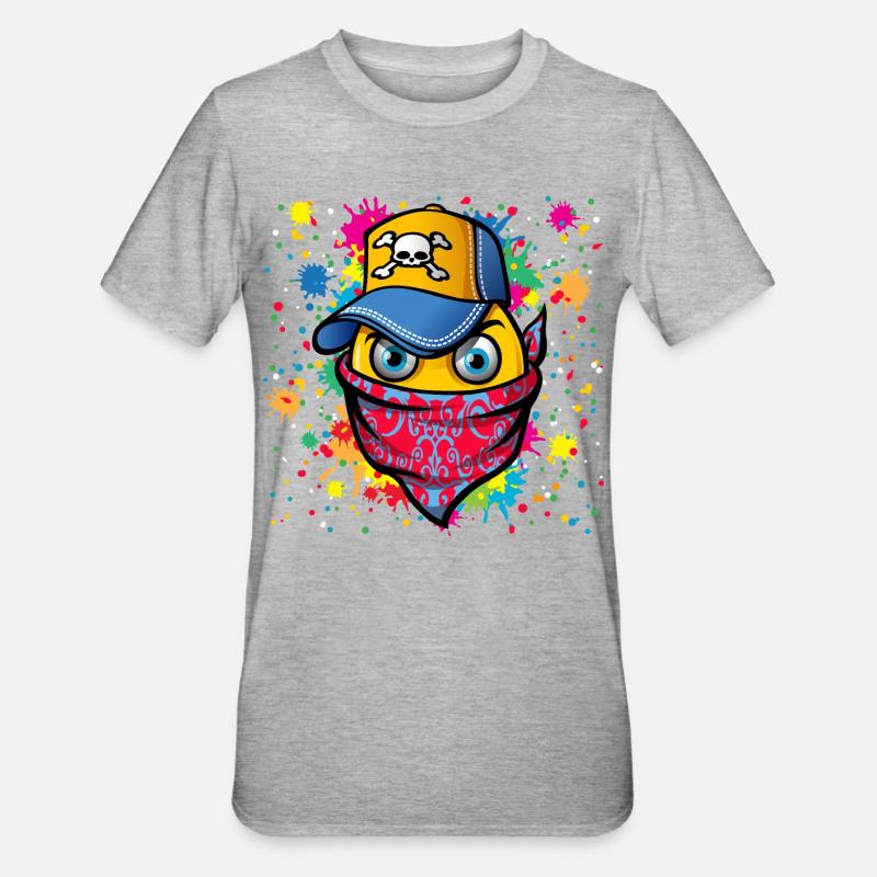Maske und Graffiti - Unisex Polycotton T-Shirt - Grau meliert
