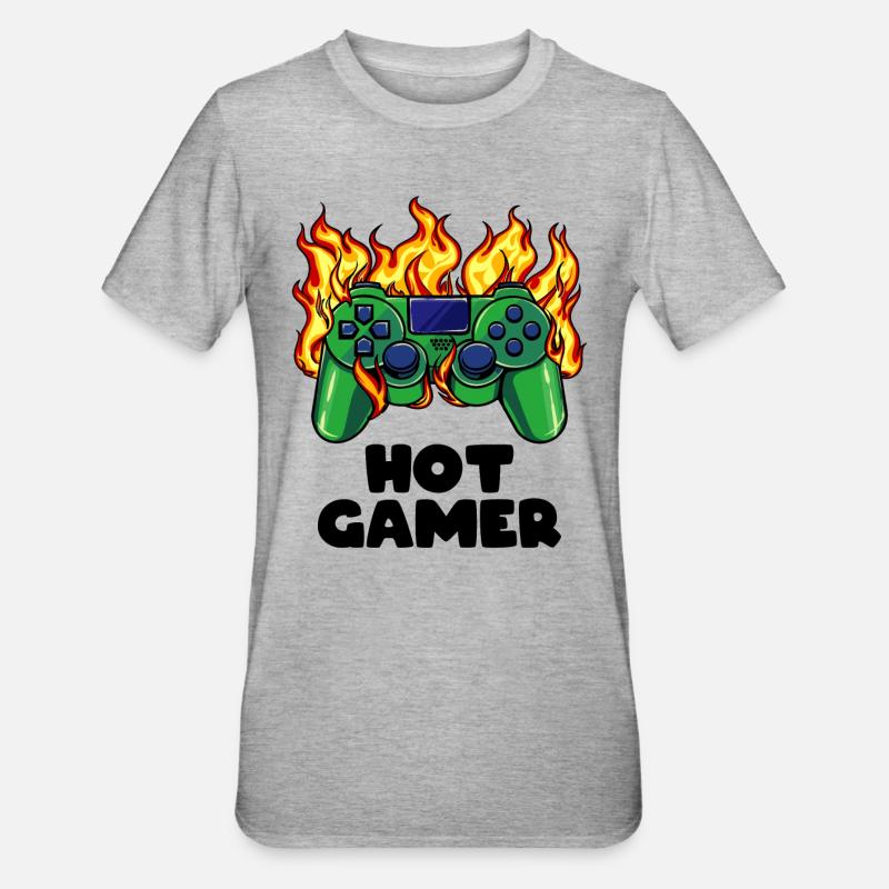 Gamer Gambler Video Player Games Controller - Unisex Polycotton T-Shirt - heather grey