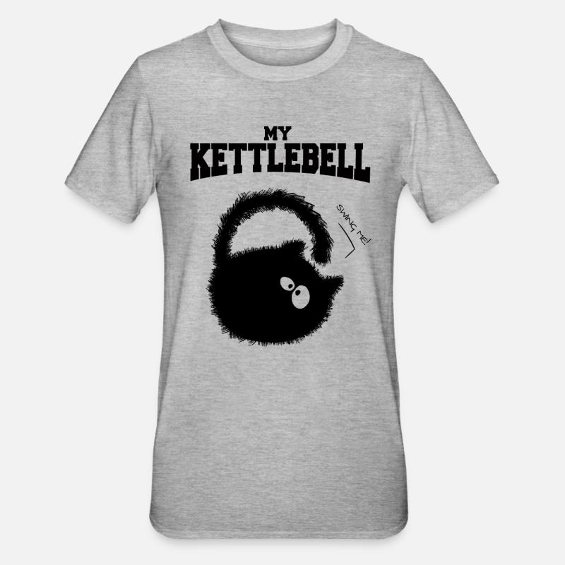 Meine Kettlebell oder Kitte .. Glocke. - Unisex Polycotton T-Shirt - Grau meliert