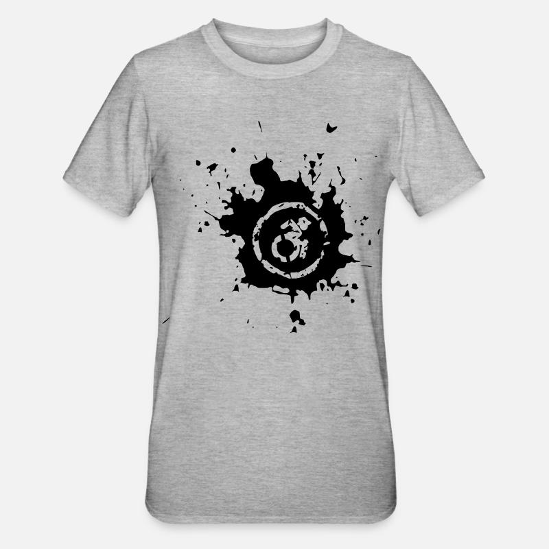 Rollstuhl-Spritzer, Farbspritzer Rollstuhl-Design* - Unisex Polycotton T-Shirt - Grau meliert