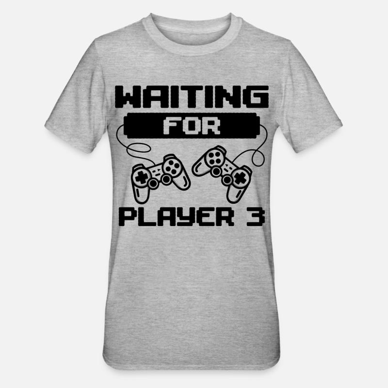 Gamer Zocker Schwanger Controller Statement - Unisex Polycotton T-Shirt - Grau meliert