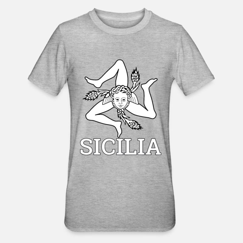 « Drapeau sicilien » - Sicile, Sicilia - T-shirt polycoton Unisexe - gris chiné
