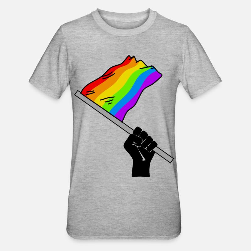 Pride month arc-en-ciel drapeau Faust - T-shirt polycoton Unisexe - gris chiné
