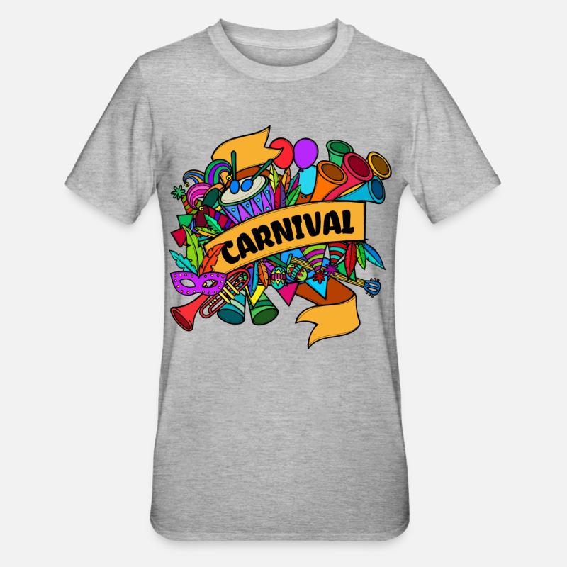 Carnival Masks Carnival Carnival Procession - Unisex Polycotton T-Shirt - heather grey