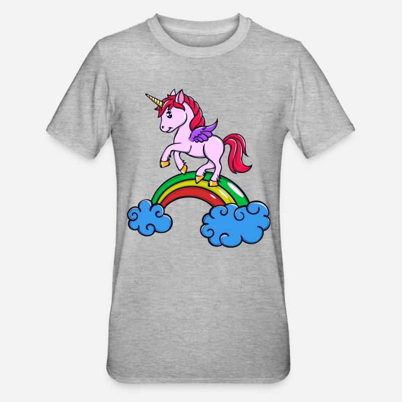 Tier Einhorn - Unisex Polycotton T-Shirt - Grau meliert