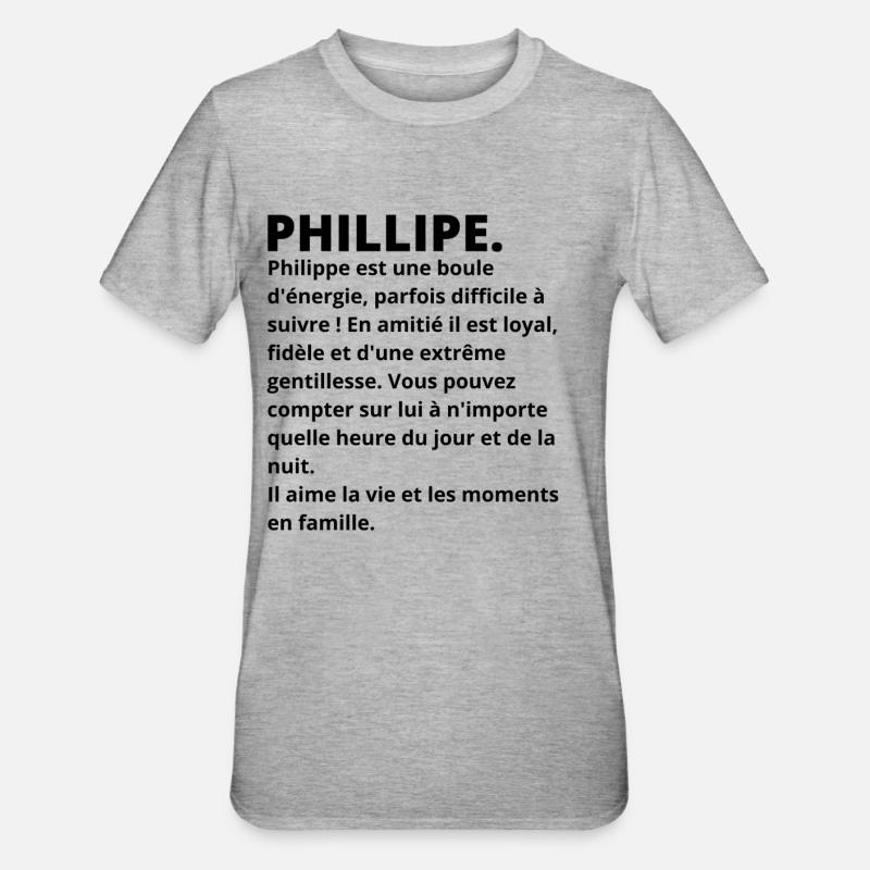 Philippe définition prénom - T-shirt polycoton Unisexe - gris chiné