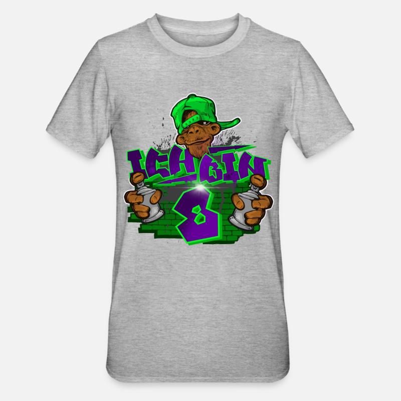 8. Geburtstag graffiti - Unisex Polycotton T-Shirt - Grau meliert