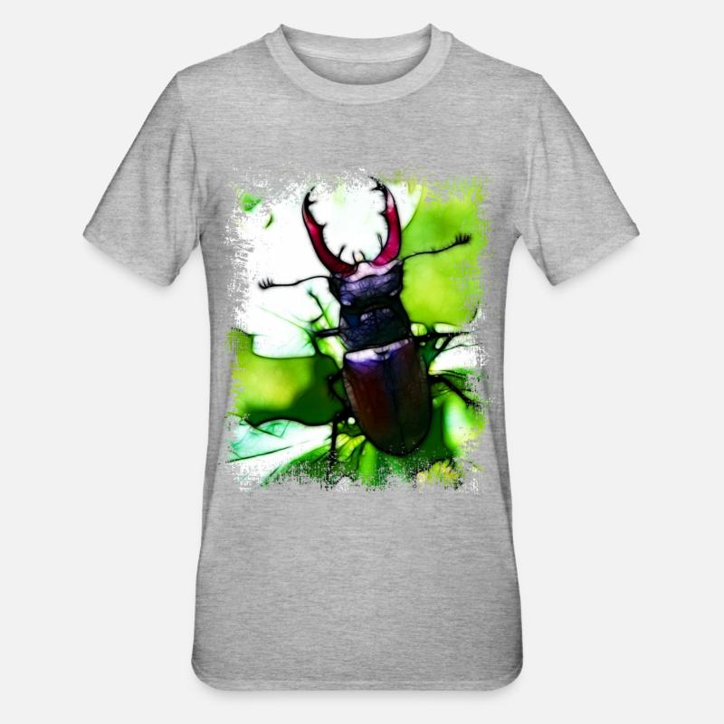 Hirschkäfer - Unisex Polycotton T-Shirt - Grau meliert